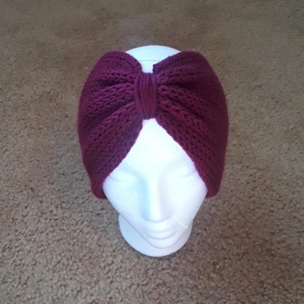 wide handmade knit earwarmer (purple)
